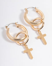 Gold Cross Drop Earrings - link has visual effect only