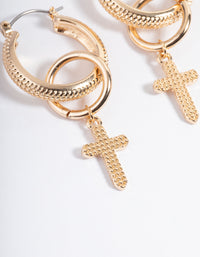 Gold Cross Drop Earrings - link has visual effect only