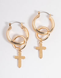 Gold Cross Drop Earrings - link has visual effect only