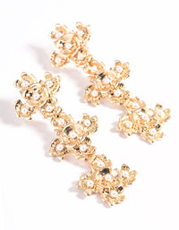 Gold Trio Cross Pearl Drop Earrings - link has visual effect only