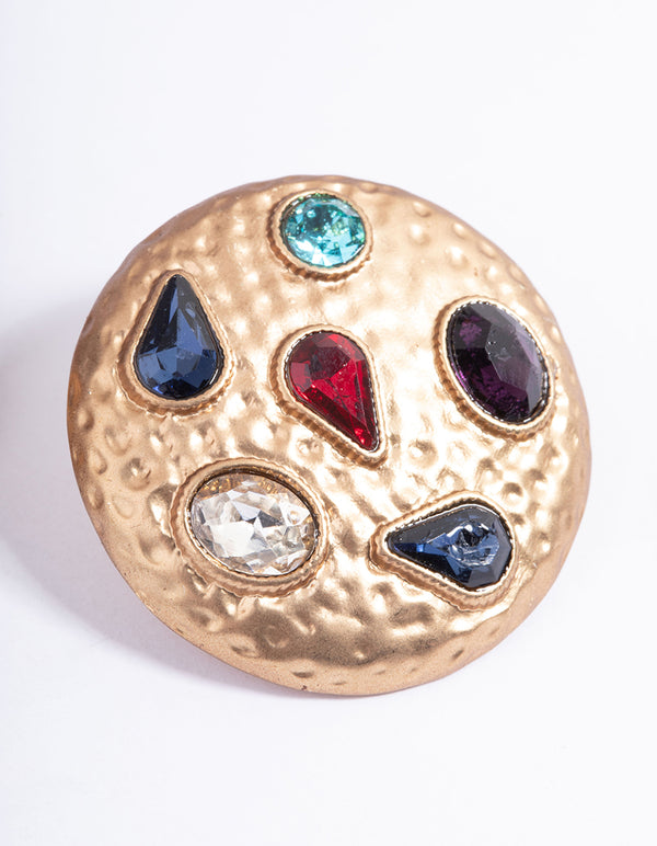 Gold Mixed Gem Stone Stud Earrings