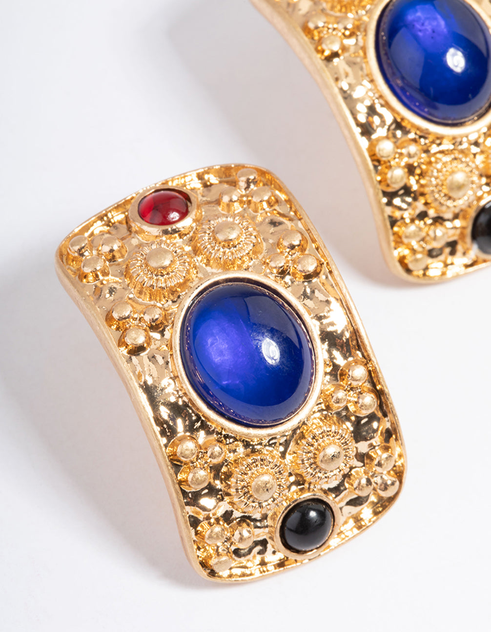 Gold Gem Stone Stud Earrings