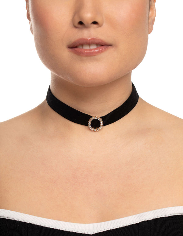 Gold Diamante Cross Choker