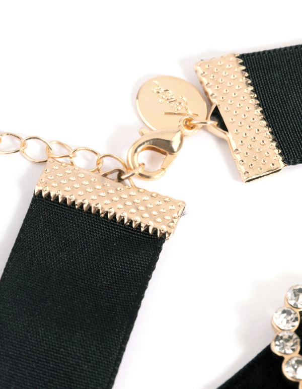 Gold Diamante Cross Choker