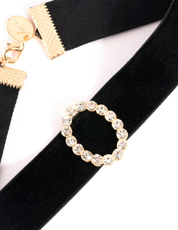 Gold Diamante Cross Choker