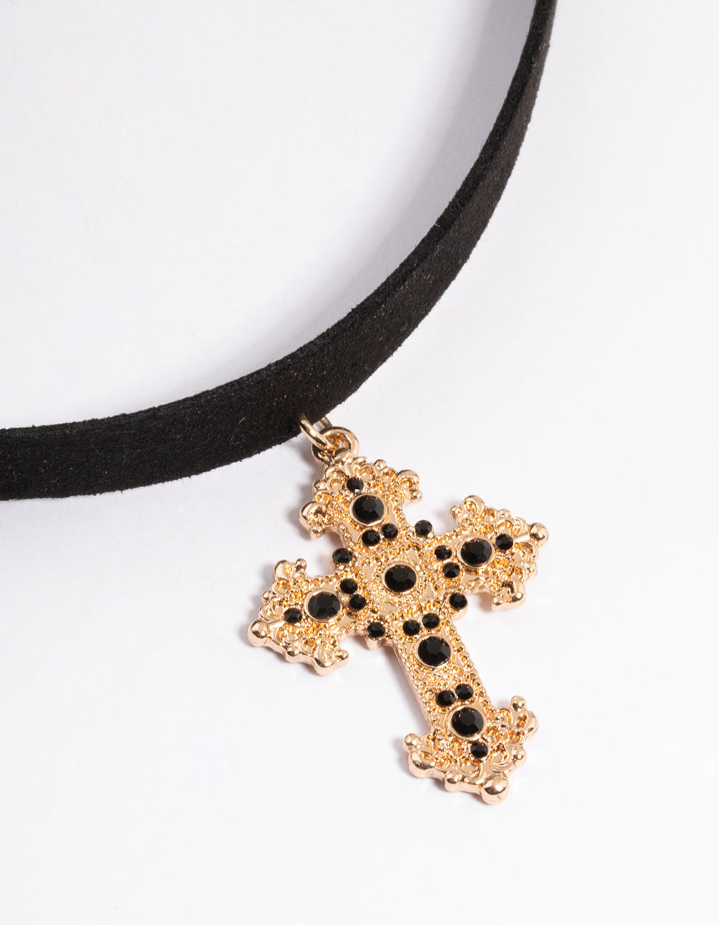 Gold Gem Cross Choker