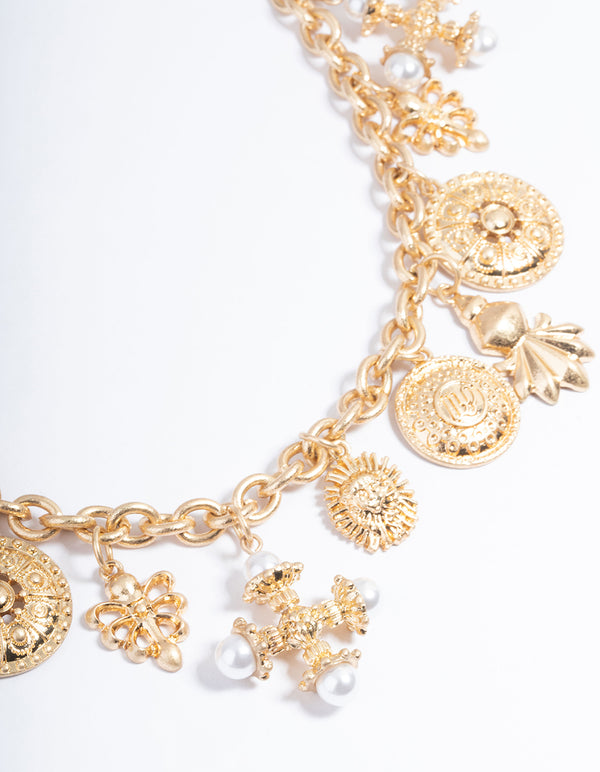 Gold Statement Cross Pendant Necklace