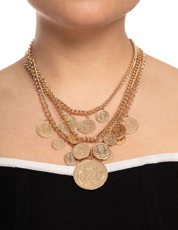 Gold Multi Coin Necklace