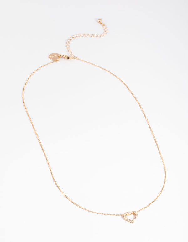 Diamond Simulants Open Heart Necklace