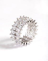Silver Diamond Simulant Marquise Statement Ring - link has visual effect only