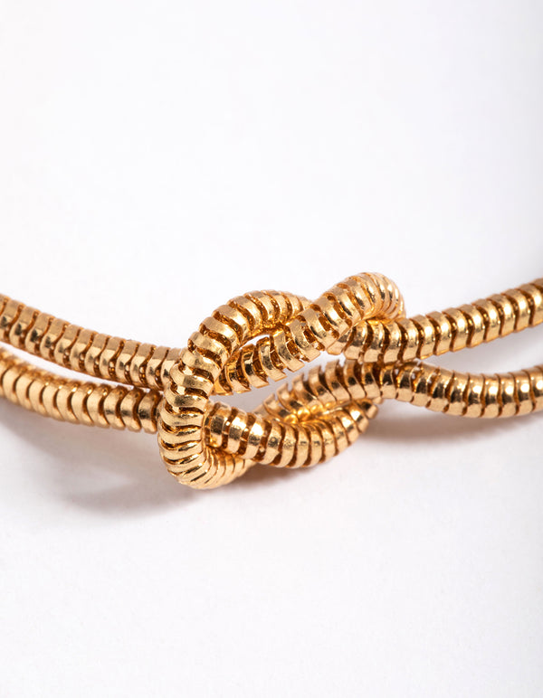 Gold Double Knot Thick Chain Bracelet