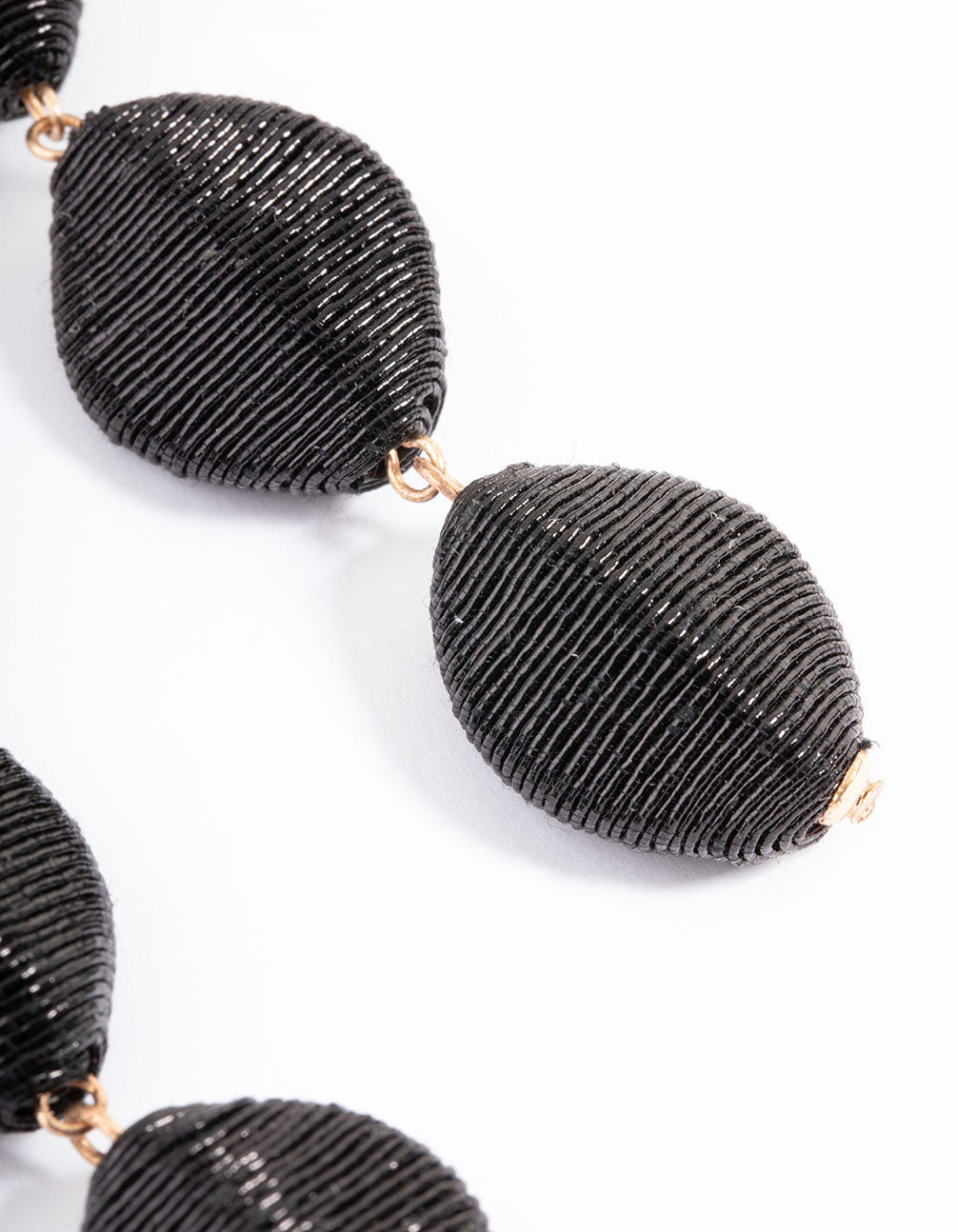 Black Metalic Thread Drop Earrings