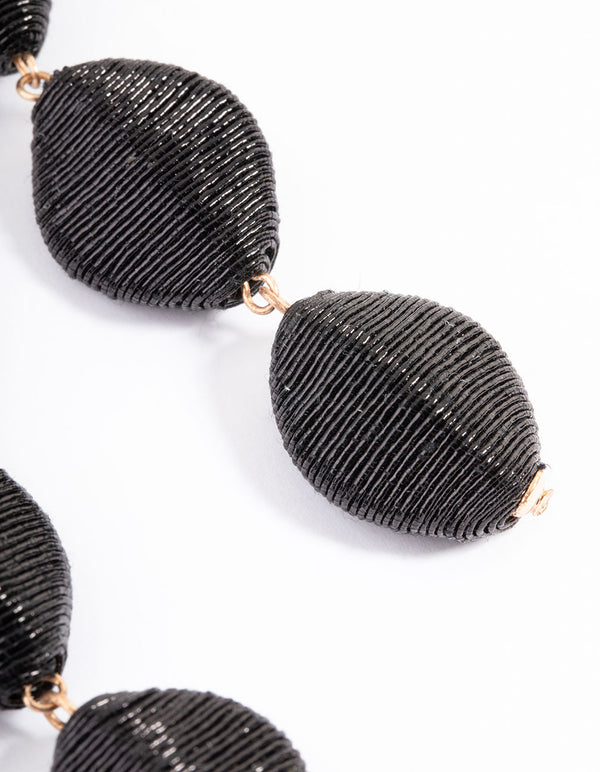 Black Metalic Thread Drop Earrings