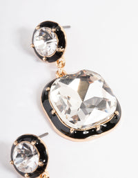 Black Circle Enamel Drop Square Earrings - link has visual effect only