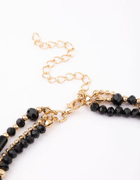 Black Mixed Bead Textured Disk Multi Row Necklace - link has visual effect only