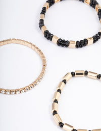 Black Mixed Tube Bead Bracelet 5-Pack - link has visual effect only