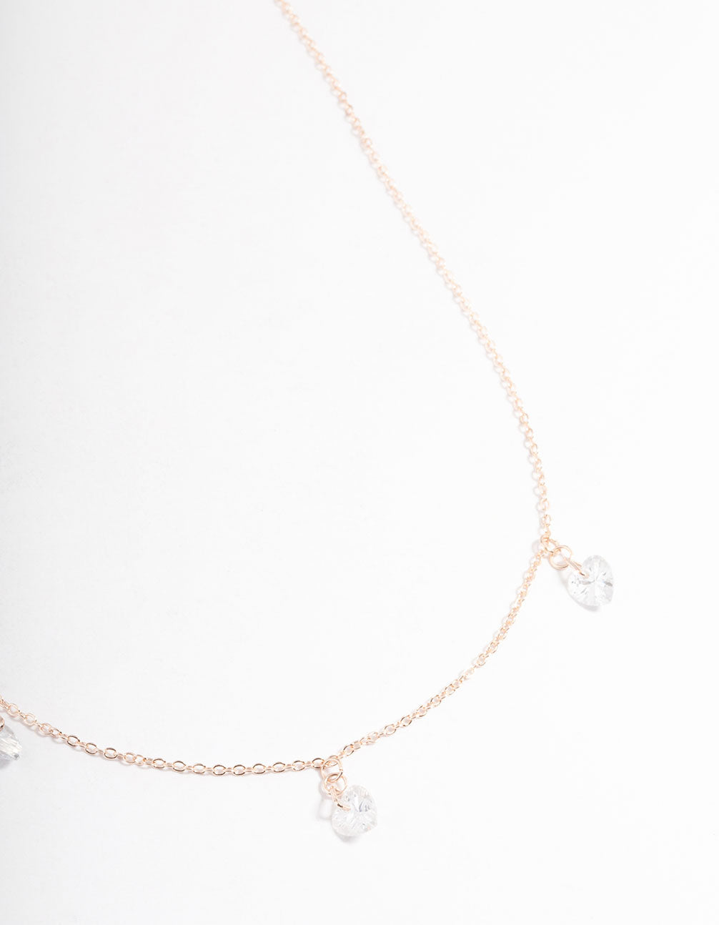 Rose Gold Cubic Zirconia Heart Droplet Necklace