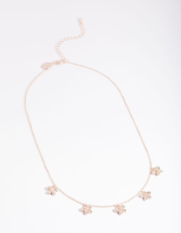 Rose Gold Butterfly Droplet Necklace