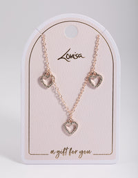 Rose Gold Diamante Heart Droplet Necklace - link has visual effect only