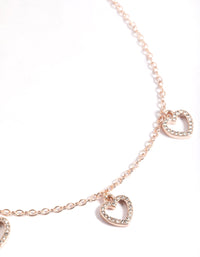 Rose Gold Diamante Heart Droplet Necklace - link has visual effect only