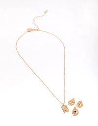 Gold Oval Celestial & Eye 4 Chain Necklace - link has visual effect only