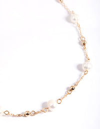 Gold Freshwater Pearl Ball Station Necklace - link has visual effect only