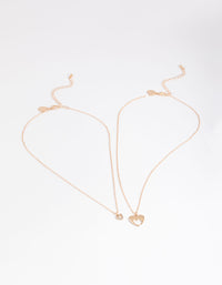 Gold Double Mixed Open Heart Necklace - link has visual effect only
