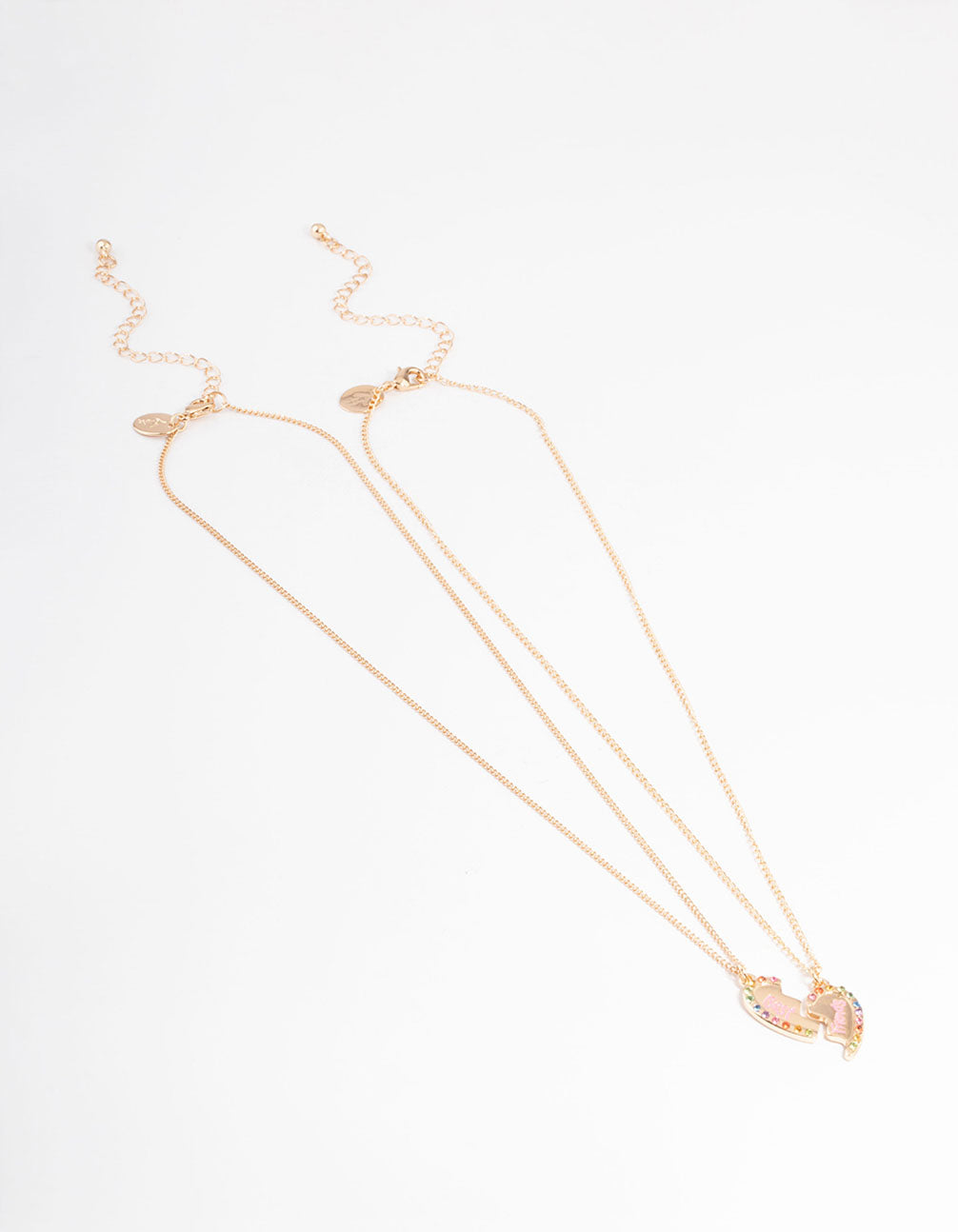 Gold Best Friend Diamante Heart Necklace Pack
