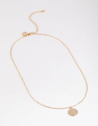 Gold Circle Diamante Butterfly Necklace - link has visual effect only