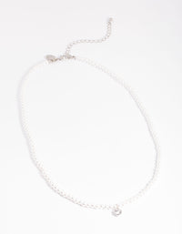 Silver Classic Pearl & Diamante Necklace - link has visual effect only