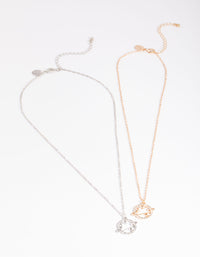 Mixed Metal Diamante Saturn Necklace Pack - link has visual effect only