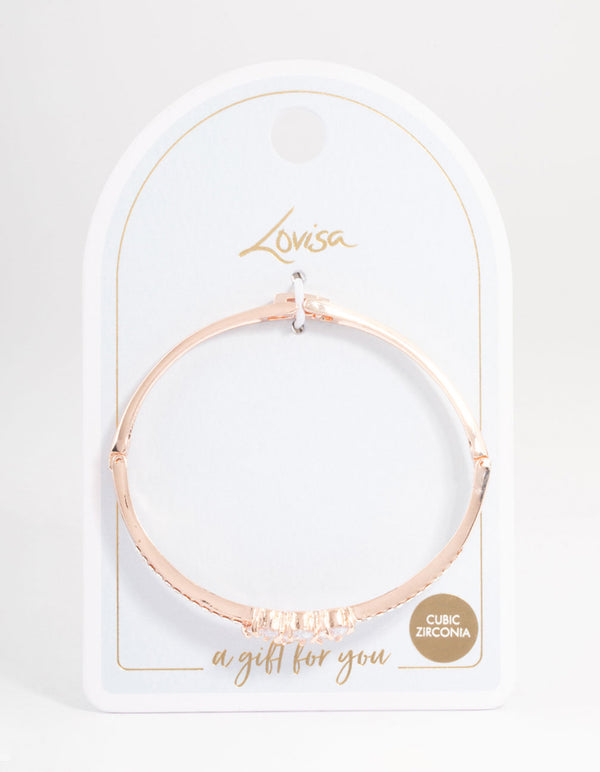 Rose Gold Oval Stone Diamante Bracelet
