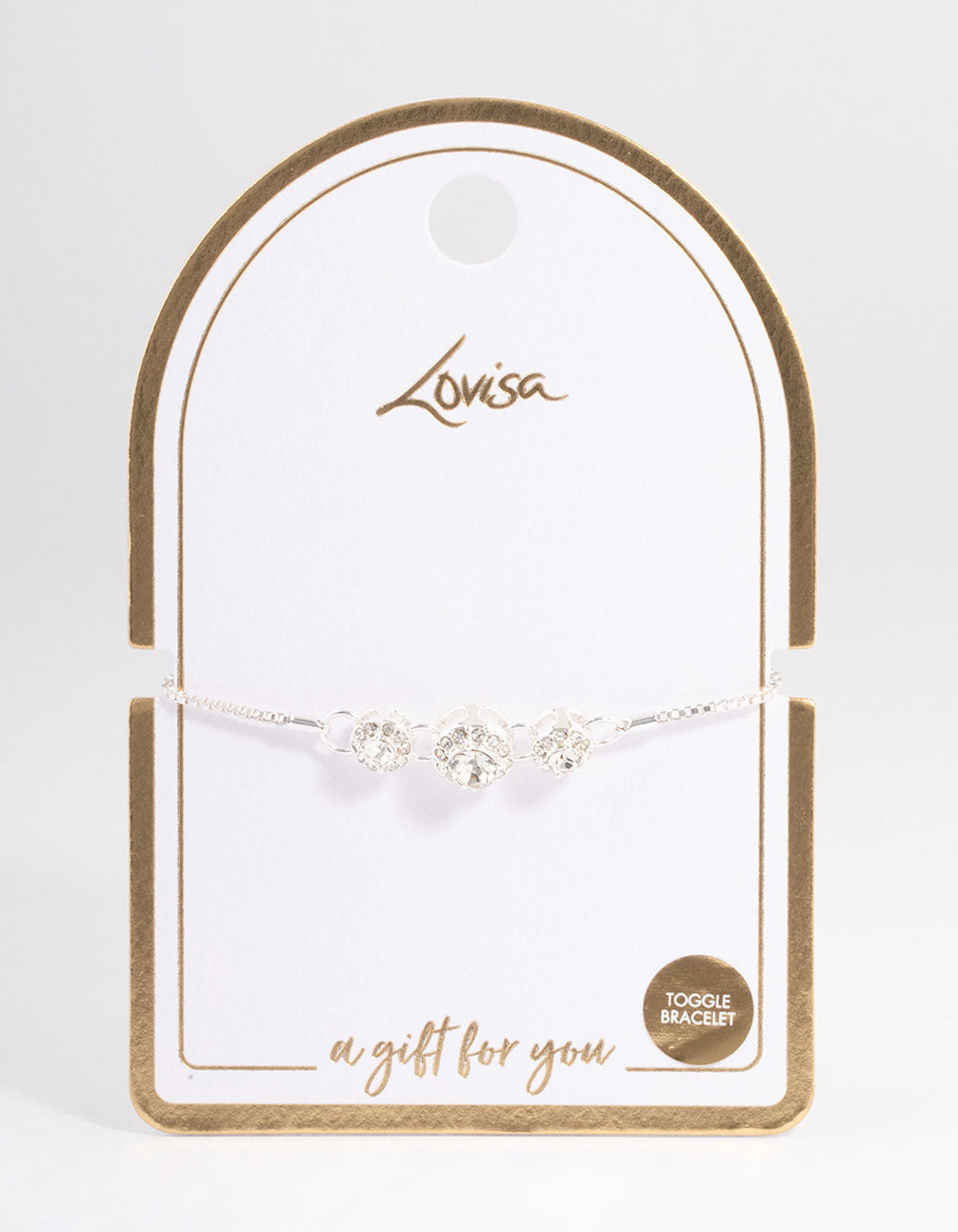 Silver Dainty Triple Diamante Circle Bracelet