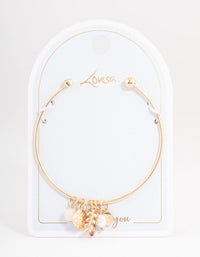 Gold Mixed Charm Open Cuff Bangle - link has visual effect only