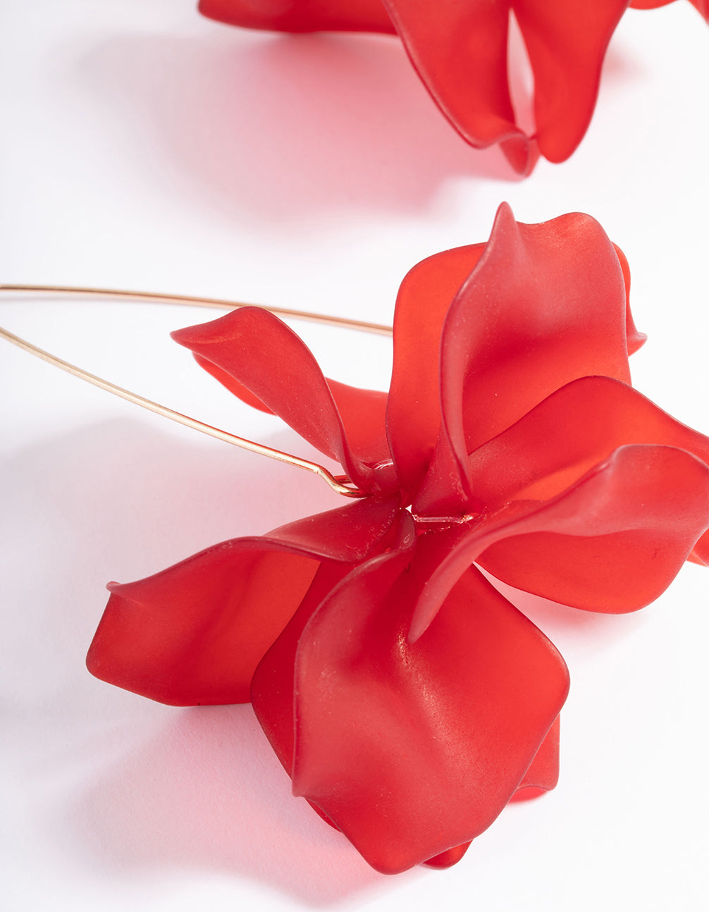Red Frosted Flower Drop Earrings