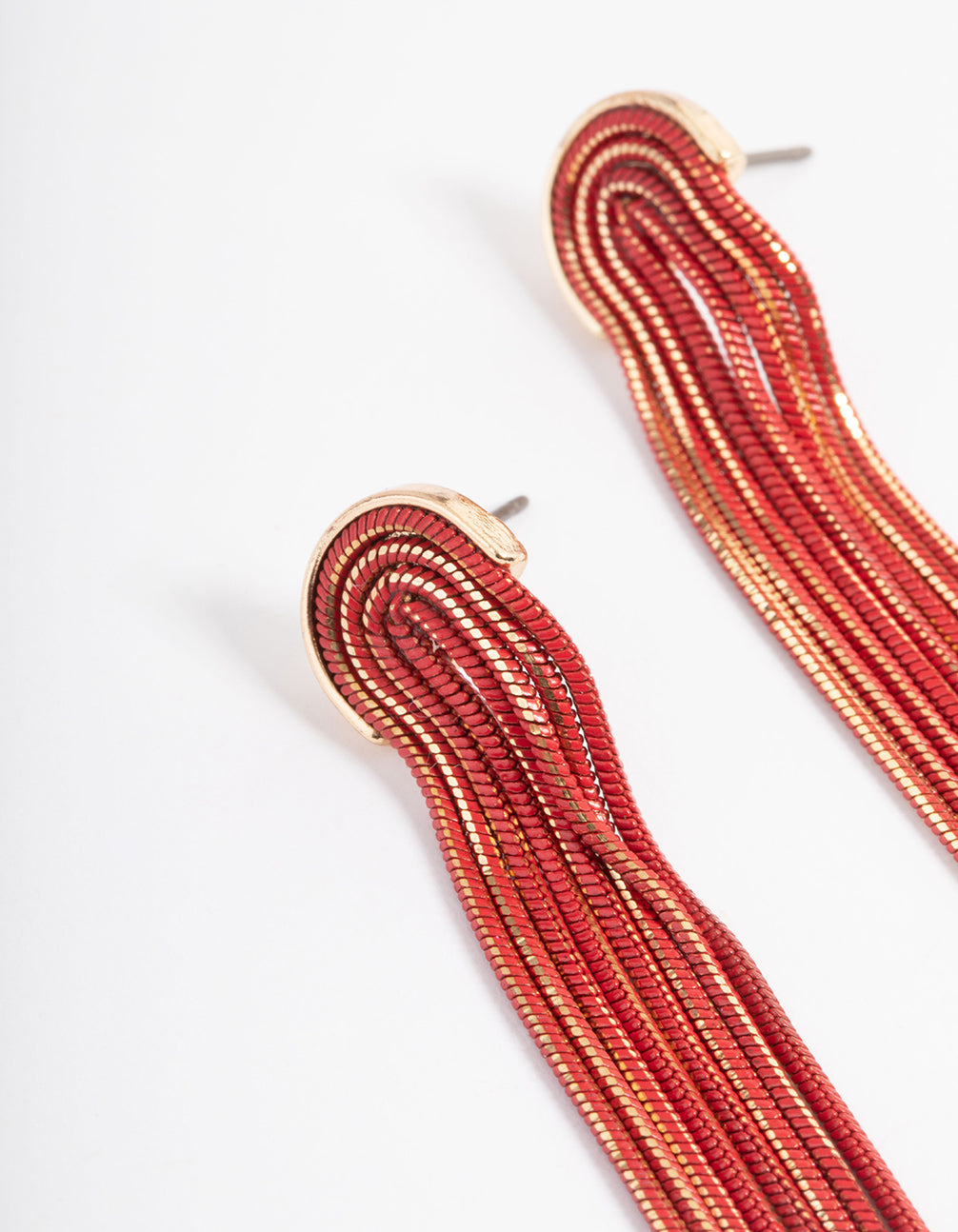 Red Mini Waterfall Cupchain Earrings