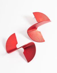 Red Coated Twisted Fan Stud Earrings - link has visual effect only