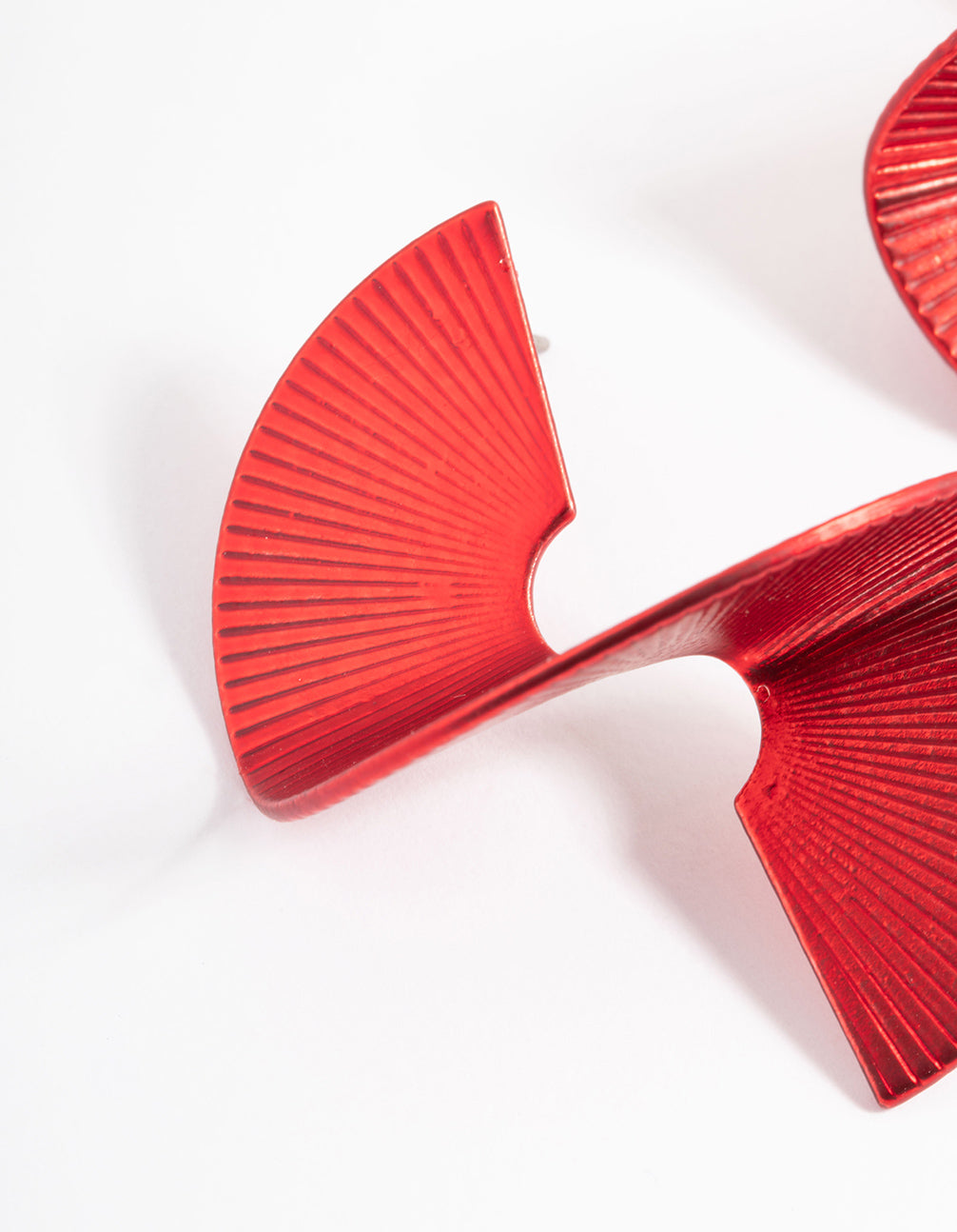 Red Coated Twisted Fan Stud Earrings