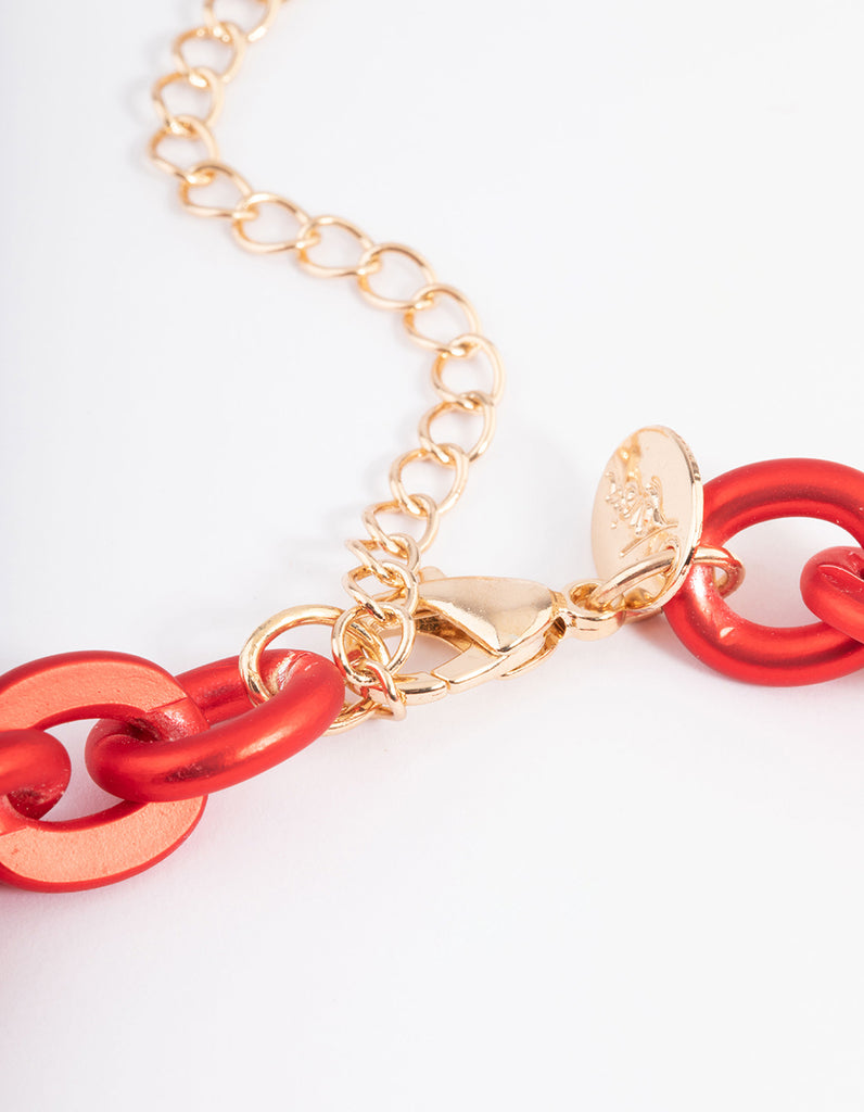Red Metallic Coated Chain Necklace - Lovisa