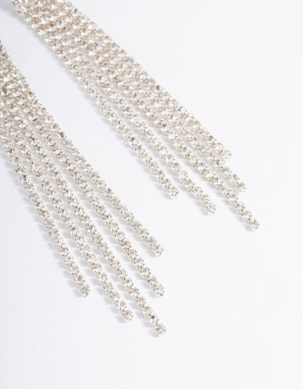 Silver Straight Five Strand Drop Earrings