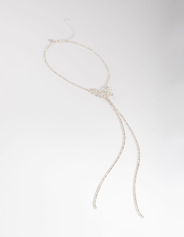 Silver Diamante Butterfly Drop Choker