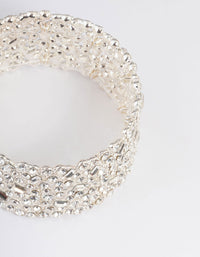 Silver Embellished Stone Stretch Bracelet - link has visual effect only