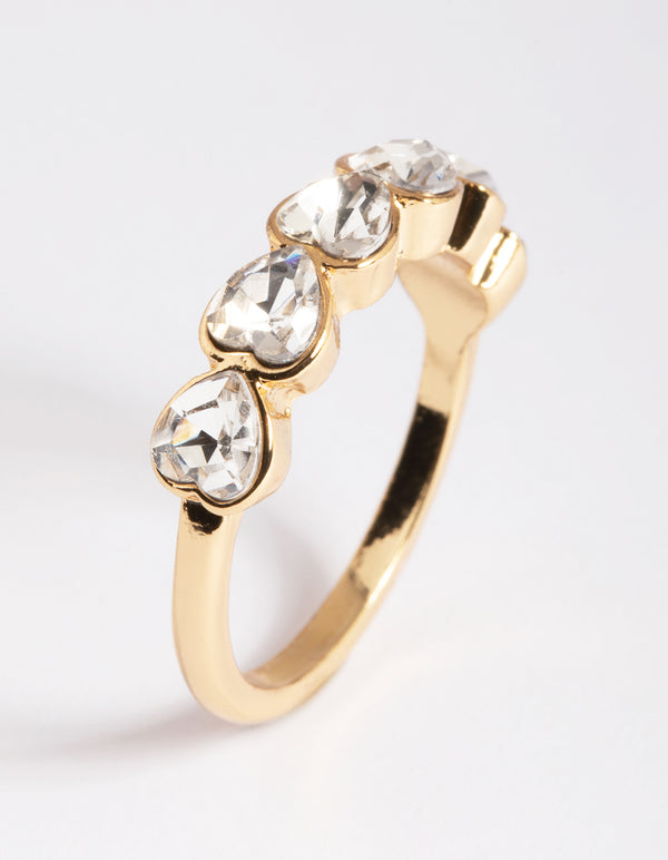 Gold Bezel Heart Band Ring