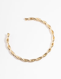 Gold Plated Twist Open Cuff Bangle - link has visual effect only