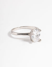 Silver Cubic Zirconia Single Oval Ring - link has visual effect only