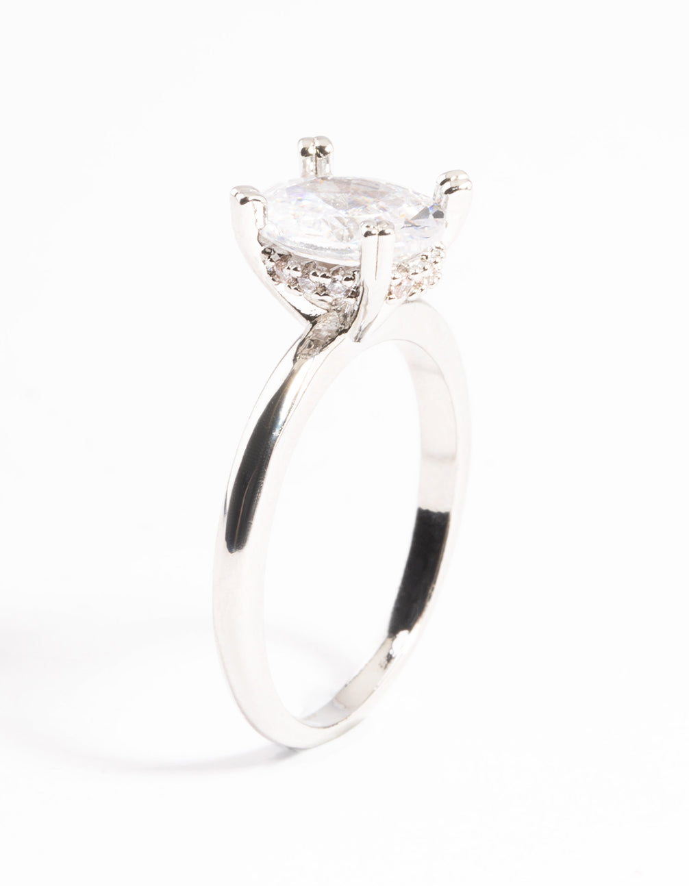 Silver Cubic Zirconia Single Oval Ring