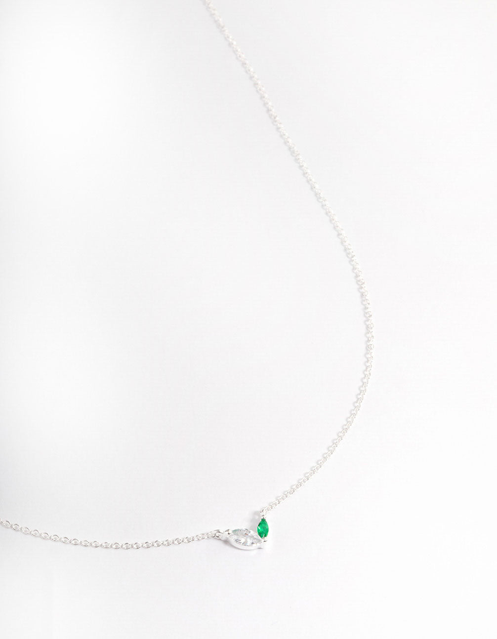 Sterling Silver Cubic Zirconia Marquise Petite Pendant Necklace