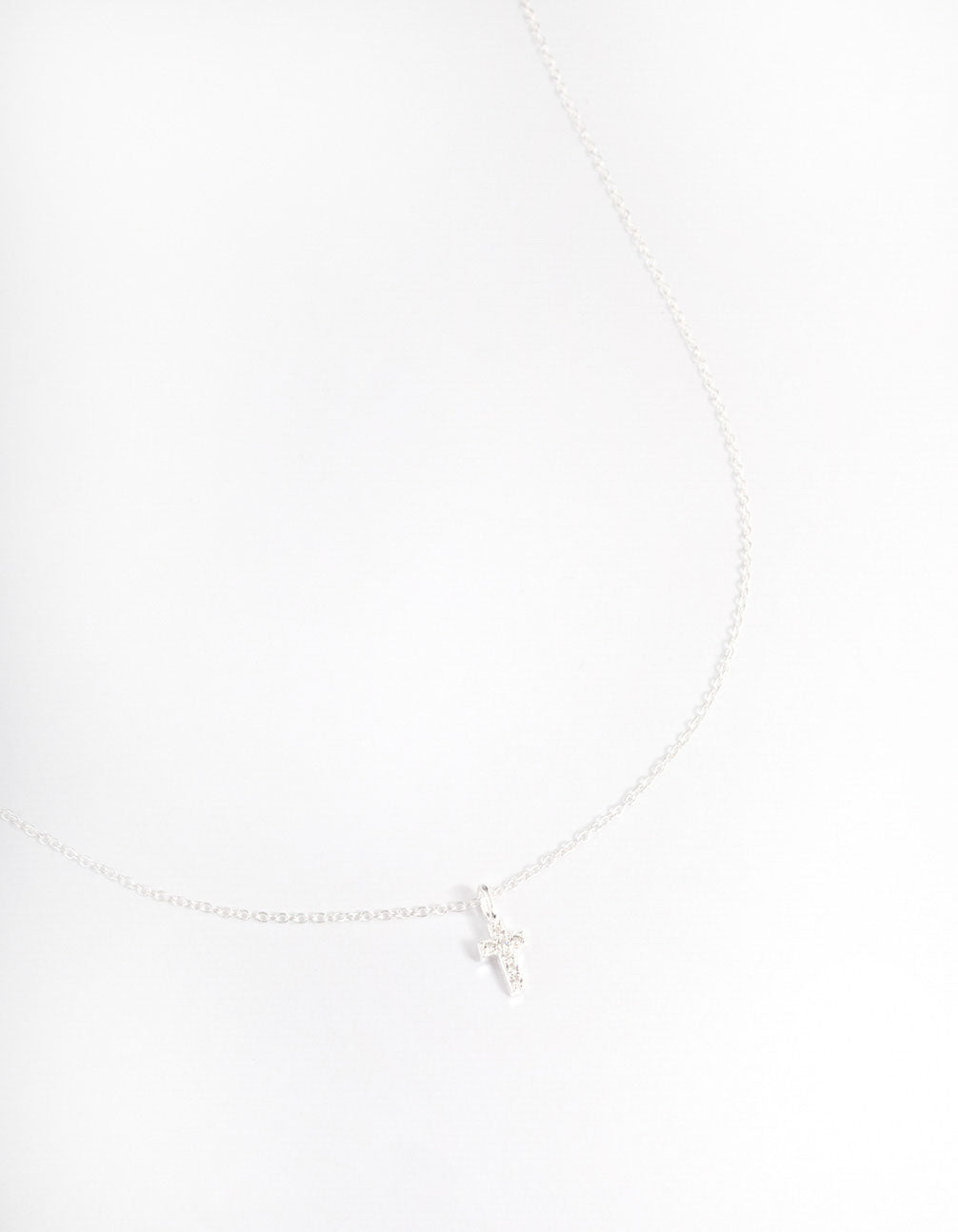 Sterling Silver Cubic Zirconia Small Cross Necklace