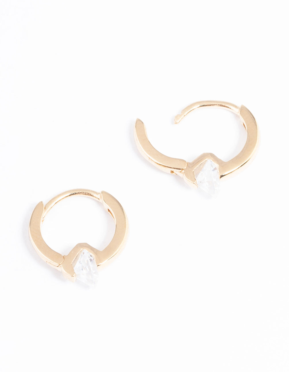 Gold Plated Sterling Silver Round Cubic Zirconia Huggie Earrings