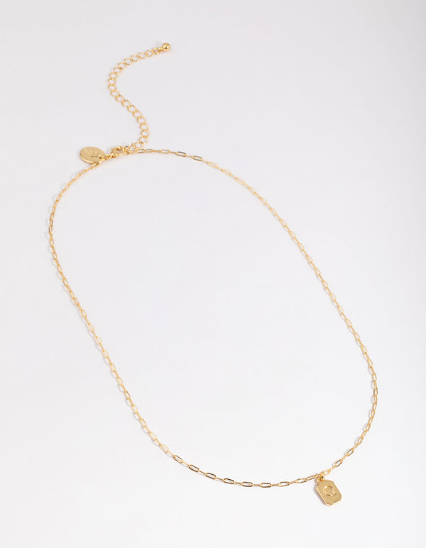 Letter Q Gold Plated Rectangle Pendant Initial Necklace